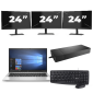 HP Elitebook 830 G7 - Intel Core i7-10th Generation - 13 palců - 16 GB RAM - 256 GB SSD - Windows 11 + 3x 24 palců monitor