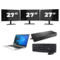 HP EliteBook 830 G8 - Intel Core i5 11. generace - 13 palců - 16GB RAM - 256GB SSD - Windows 11 Home + 3x Monitor 27 palců