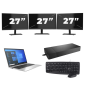 HP EliteBook 840 G8 - Intel Core i7 11. generace - 14 palců - 16GB RAM - 256GB SSD - Windows 11 Home + 3x Monitor 27 palců