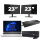 HP ProBook 445 G8 - AMD Ryzen 3 5400U - 14 palců - 16GB RAM - 256GB SSD - Windows 11 + 2x Monitor 23 palců