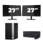 HP Prodesk 600 G5 Micro Tower – Intel Core i3-8. generace – 8 GB RAM – 256 GB SSD – Windows 11 + 2x 27palcový monitor