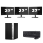 HP Prodesk 600 G5 Micro Tower – Intel Core i3-8. generace – 8 GB RAM – 256 GB SSD – Windows 11 + 3 x 27palcový monitor