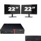 Lenovo ThinkCentre M700 USFF - Intel Core i5-6. Generace - 8GB RAM - 256GB SSD - Windows 11 + 2x 22 palec Monitor
