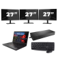 Lenovo ThinkPad A485 - AMD Ryzen 5 2500U - 14 palců - 8GB RAM - 256GB SSD - Windows 11 Home + 3x 27 palců Monitor