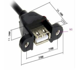 9pinový šroubovací duální kabel USB typu A, 50 cm