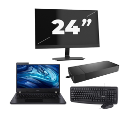 Acer TravelMate P214-54 - Intel Core i3-12e Generatie - 14 inch - 16GB RAM - 512GB SSD - Windows 11 Home + 1x 24 inch Monitor