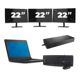 Dell Latitude 3340 - Intel Core i3-12e Generatie - 13 inch - 8GB RAM - 256GB SSD - Windows 11 Home + 3x 22 inch Monitor