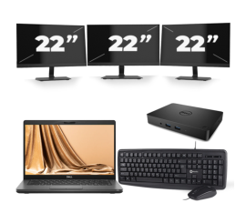 Dell Latitude 5401 - Intel Core i7-9st Generation - 14 palců - 16 GB RAM - 256 GB SSD - Windows 11 + 3x 22 palcový monitor