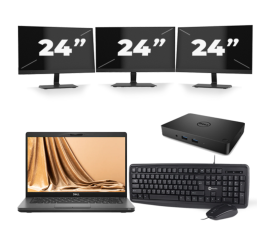 Dell Latitude 5401 - Intel Core i7-9st Generation - 14 palců - 16 GB RAM - 256 GB SSD - Windows 11 + 3x 24 palcový monitor
