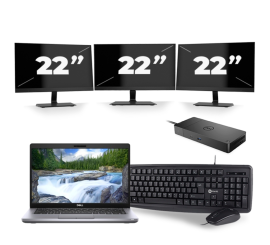 Dell Latitude 5411 - Intel Core i5-10th Generation - 14 palců - 16 GB RAM - 256 GB SSD - Windows 11 + 3x 22 palcový monitor
