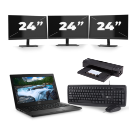 Dell Latitude 7390 - Intel Core i7-8th Generation - 13 palců - 16 GB RAM - 256 GB SSD - Windows 11 + 3x 24 palcový monitor