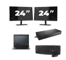 Fujitsu Lifebook E5410 - Intel Core i5-10th Generation - 14 palců - 16 GB RAM - 256 GB SSD - Windows 11 Home + 2x 24 palcový monitor