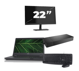 Fujitsu Lifebook E5411 - Intel Core i5-11st Generation - 14 palců - 16 GB RAM - 256 GB SSD - Windows 11 Home + 1x 22 palcový monitor