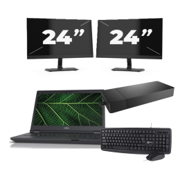 Fujitsu Lifebook E5411 - Intel Core i5-11st Generation - 14 palců - 16 GB RAM - 256 GB SSD - Windows 11 Home + 2x 24 palcový monitor