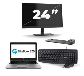 HP Elitebook 820 G3 - Intel Core i7-6th Generation - 12 palců - 16 GB RAM - 256 GB SSD - Windows 11 + 1x 24 palcový monitor