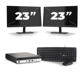 HP EliteDesk 800 G5 USFF - Intel Core i5-9st Generation - 8 GB RAM - 256 GB SSD - Windows 11 + 2x 23 palcový monitor