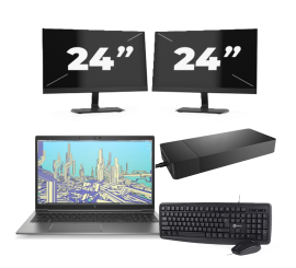HP ZBook Firefly 15 G8 - Intel Core i7-11st Generation - 15 palce - 16 GB RAM - 256 GB SSD - Windows 11 Home + 2x 24 palcový monitor