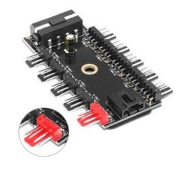 Rozbočovač ventilátoru Chlazení CPU HUB 10 portů 12V 4kolíkový Ventilátor PWM rozbočovač Molex Controller