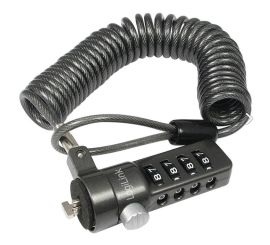 LogiLink PC/Notebook Combination Lock (spirálový kabel), délka 1,8m, černý