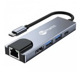 USB-C až HDMI 4K + Ethernet + USB 3.0 (x2) + USB-C Adaptér