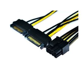 Duální 15pinový SATA samec na 8 (6+2) kolíkový napájecí kabel pro zásuvku grafické karty, přibližně 20 cm