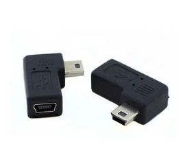 Mini USB adaptér Female to Male, úhel 90°, pravý